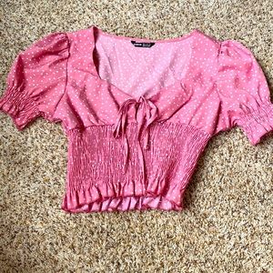 Shein pink and white top